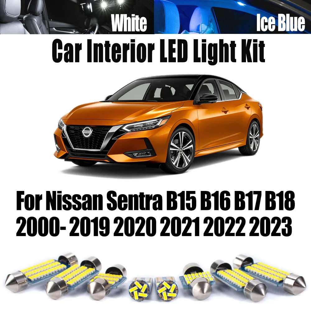 LED الداخلية خريطة قبة إضاءة صندوق السيارة عدة لنيسان سنترا B15 B16 B17 B18 2000- 2021 2022 2023 اكسسوارات السيارات لوحة ترخيص لمبة