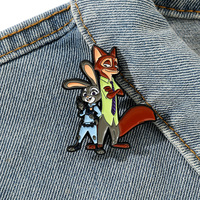 Disney Zootopia Cartoon Badge Cute Fox Nick Metal Brooch Decoration anime Rabbit Judy Dripping Oil Alloy Accessories Kids Gifts