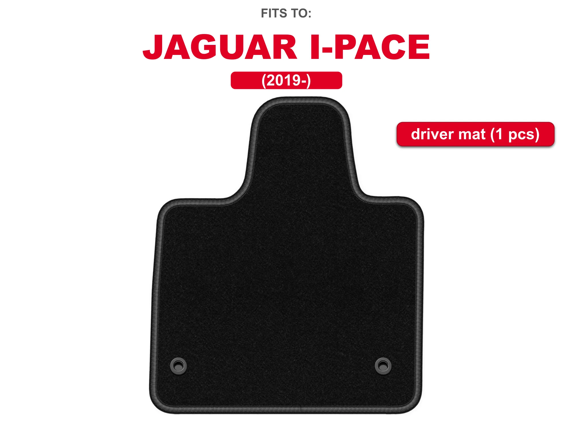 Zwarte velours bestuurdersvloermat voor: Jaguar I‑Pace 2019– SUV, 1-delige autovoetmat op maat gemaakt