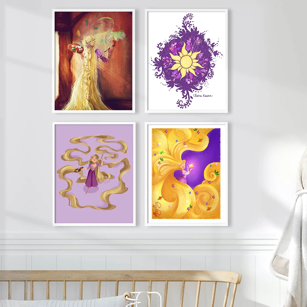 

Disney Tangled Princess Poster Painter Rapunzel Sun Canvas Painting Prints Cartoon Wall Art Picture Kids Room Home Decor Cuadros