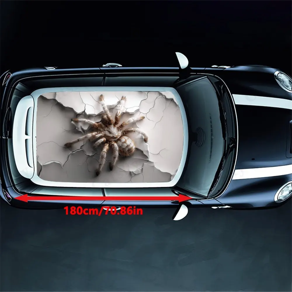Edgy Streetwear Spider Cracked Print Car Roof Sticker PVC Self Waterproof stick , Striking Auto Exterior Accessories Decoration