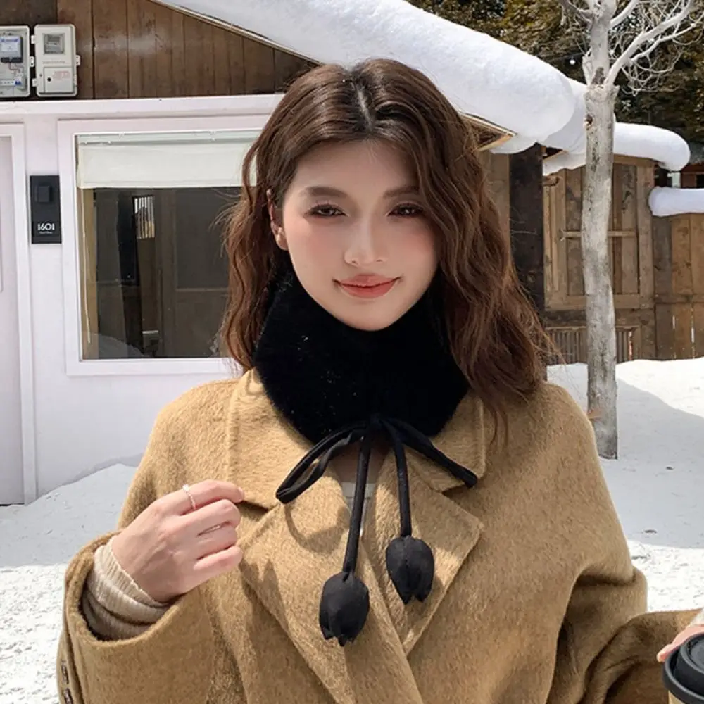 

Японские милые наушники из кроличьего меха, повязка на голову, многофункциональный теплый шарф, однотонный шейный платок, теплый меховой шарф для покупок