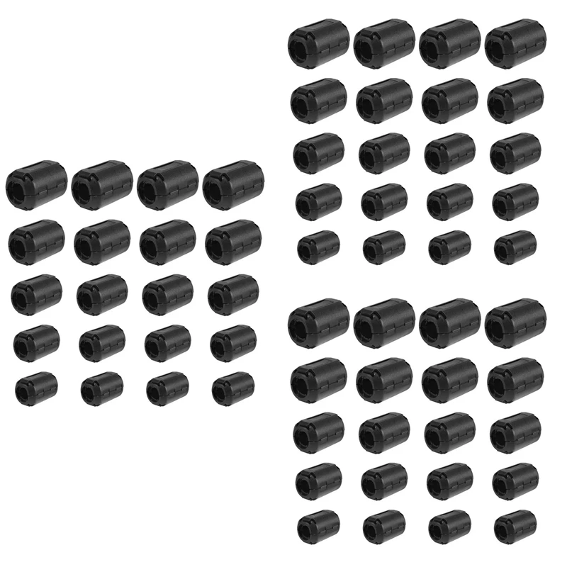 ABSE-60 Pieces Clip-On Ferrite Ring Core RFI EMI Noise Suppressor Cable Clip For 3Mm/ 5Mm/ 7Mm/9Mm/13Mm Diameter Cable, Black