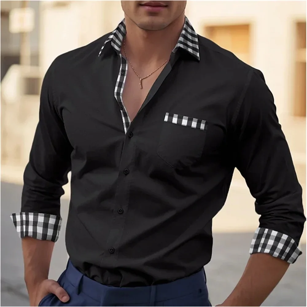 2024 autumn new men's single breasted classic long sleeved breathable casual trend shirt, high-end men's style leading fashion