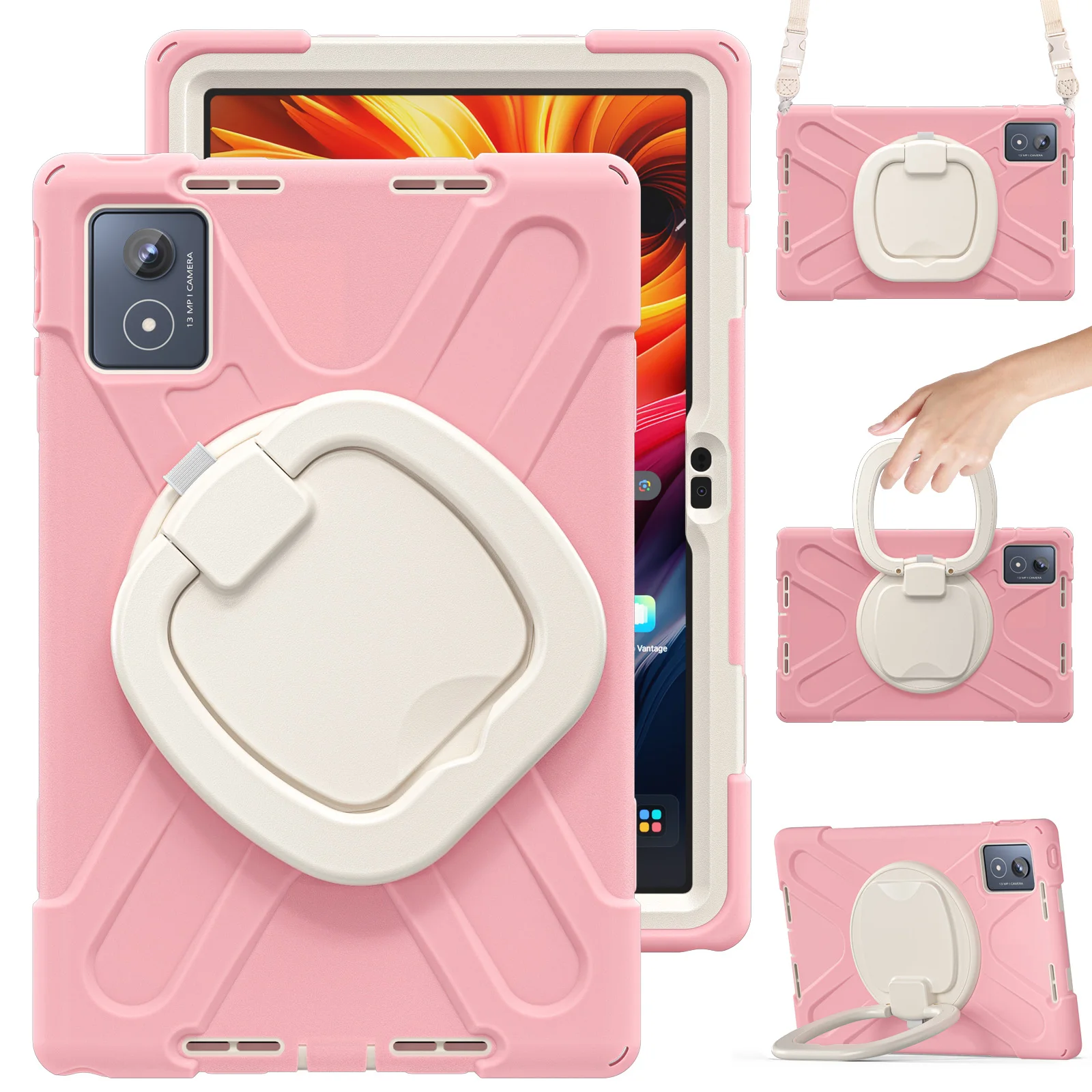 360 Rotating Kids Case For Lenovo Tab K11 Plus 2024 11.5 Inch TB352FU TB352XU Tablet Heavy Duty Stand Cover With Shoulder Strap