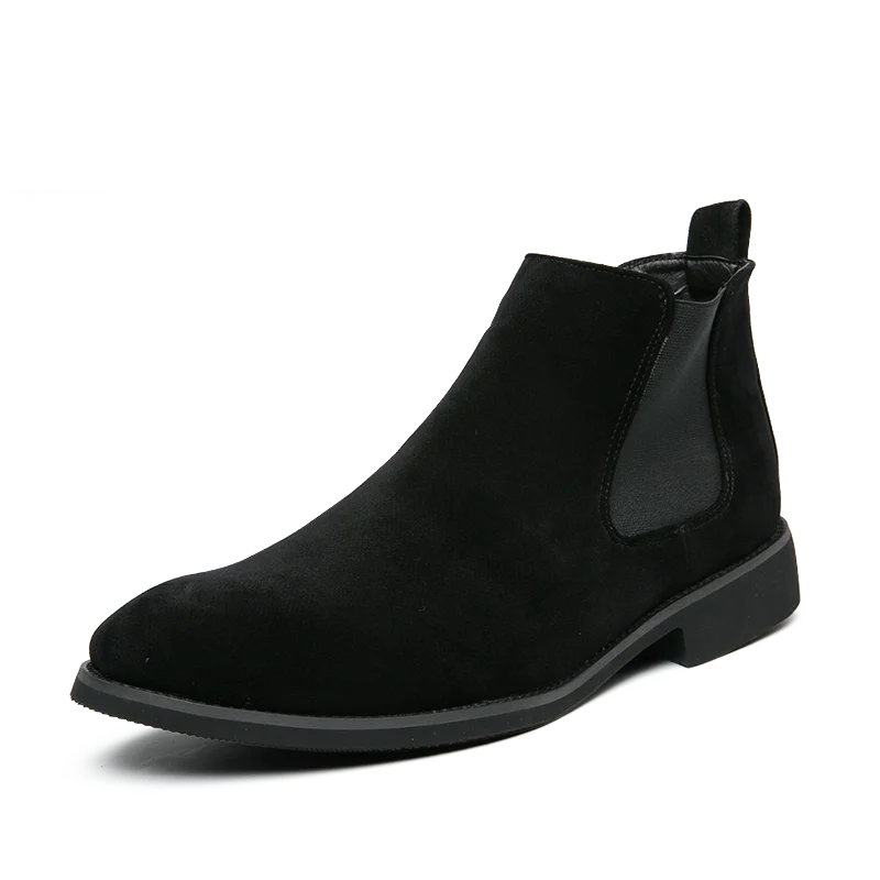 

Large Size 48 Luxury Black Men's Chelsea Boot Comfortable Slip-On Suede Leather Boots For Man Pointed Toe Flat Men Ankle Boots