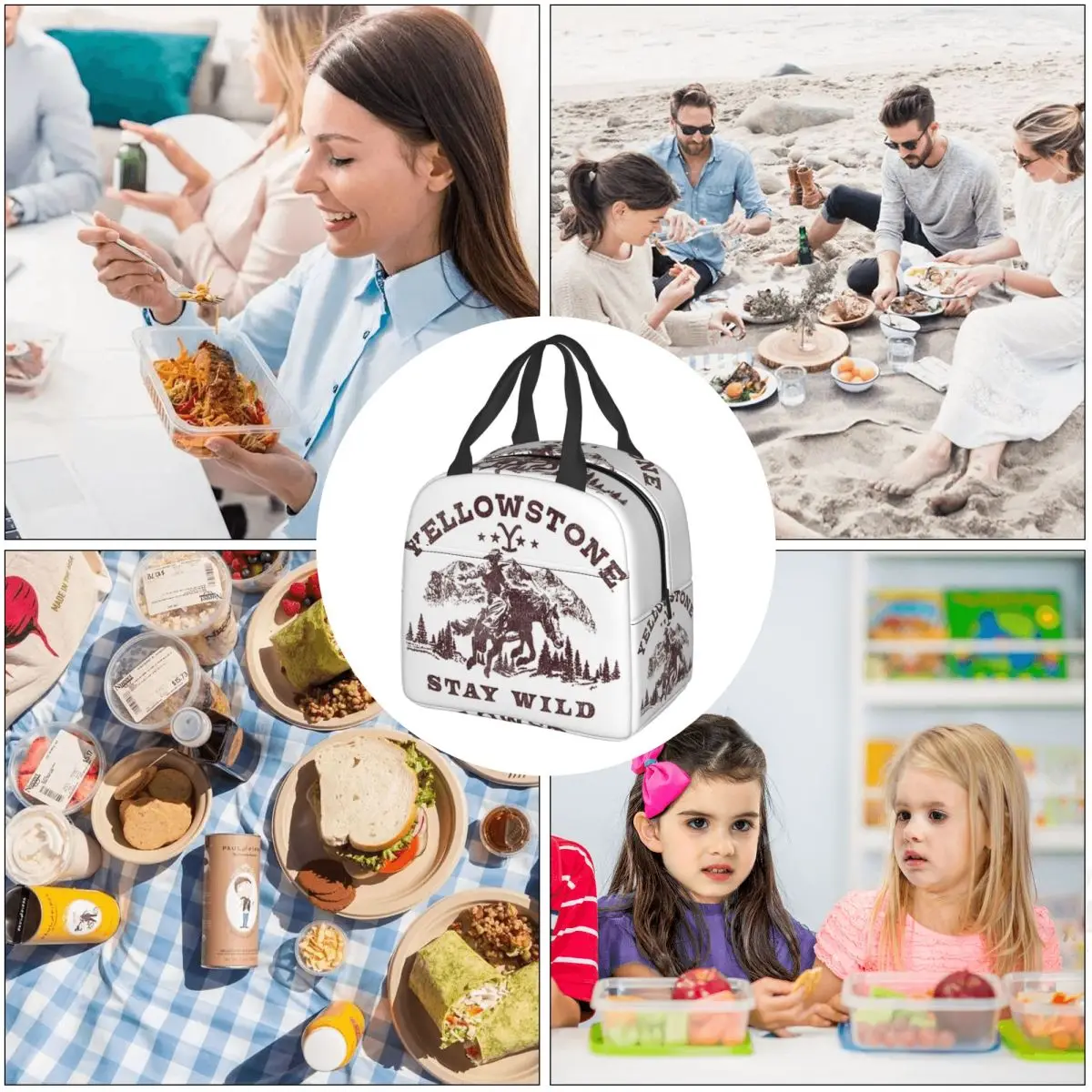 حقيبة غداء معزولة من Dutton Ranch Yellowstone للنساء والأطفال، صناديق طعام مقاومة للتسرب، حقيبة غداء حرارية #5