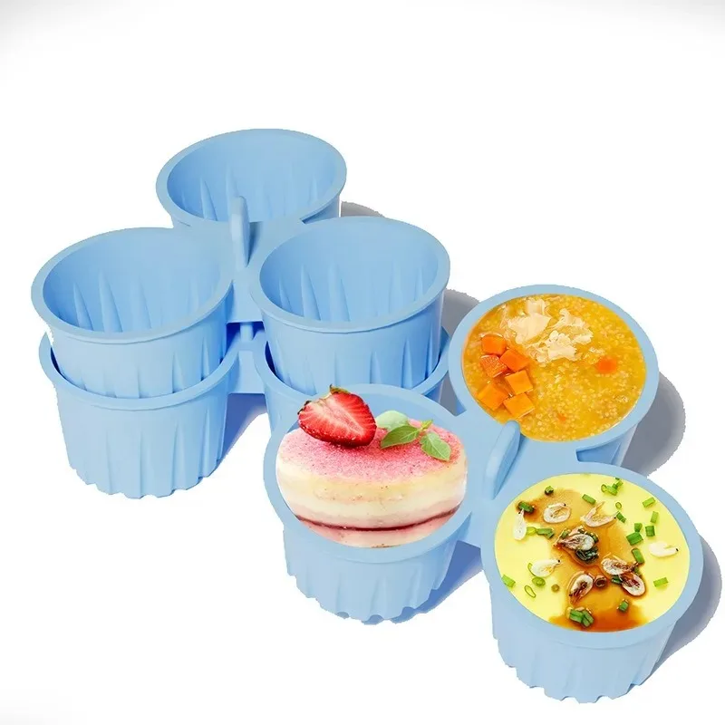 

Baking Cup Reusable 3-grid Silicone Air Frying Pan Baking Cup Non-stick Egg and Cupcake Mold Multi-oven Microwave Oven