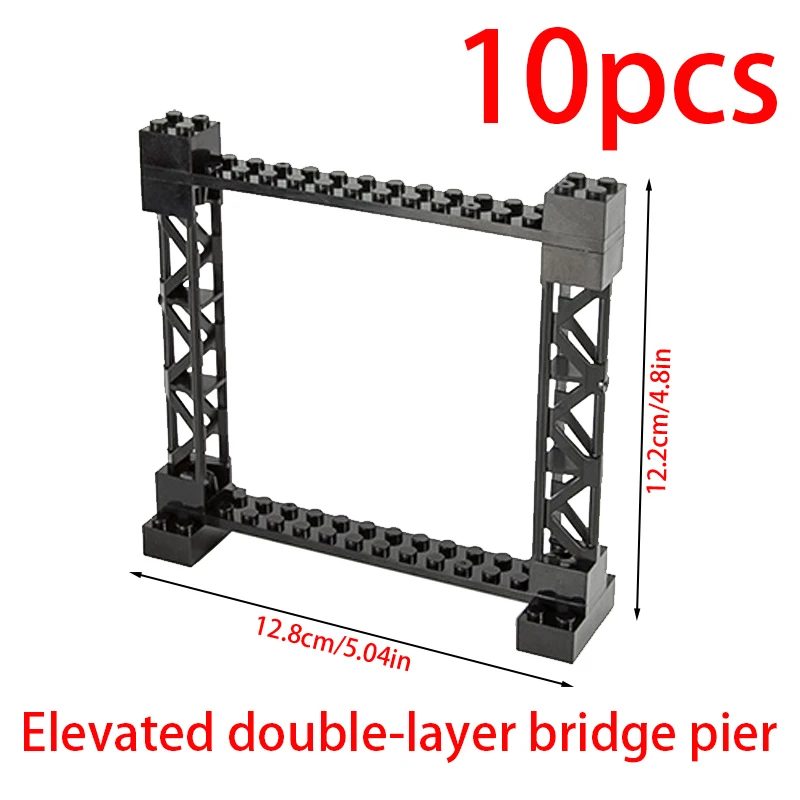Verhoogde dubbellaagse brugpier Lattice Tower Cross 58827 Bouwstenen Bakstenen Assembleert Idea View Deeltjes Railhek