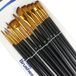 12/24pcs Professional Artist Painting Brush Oil Painting Watercolor Set For Oil, Acrylic, Canvas, Gouache,Includes Fine Detail