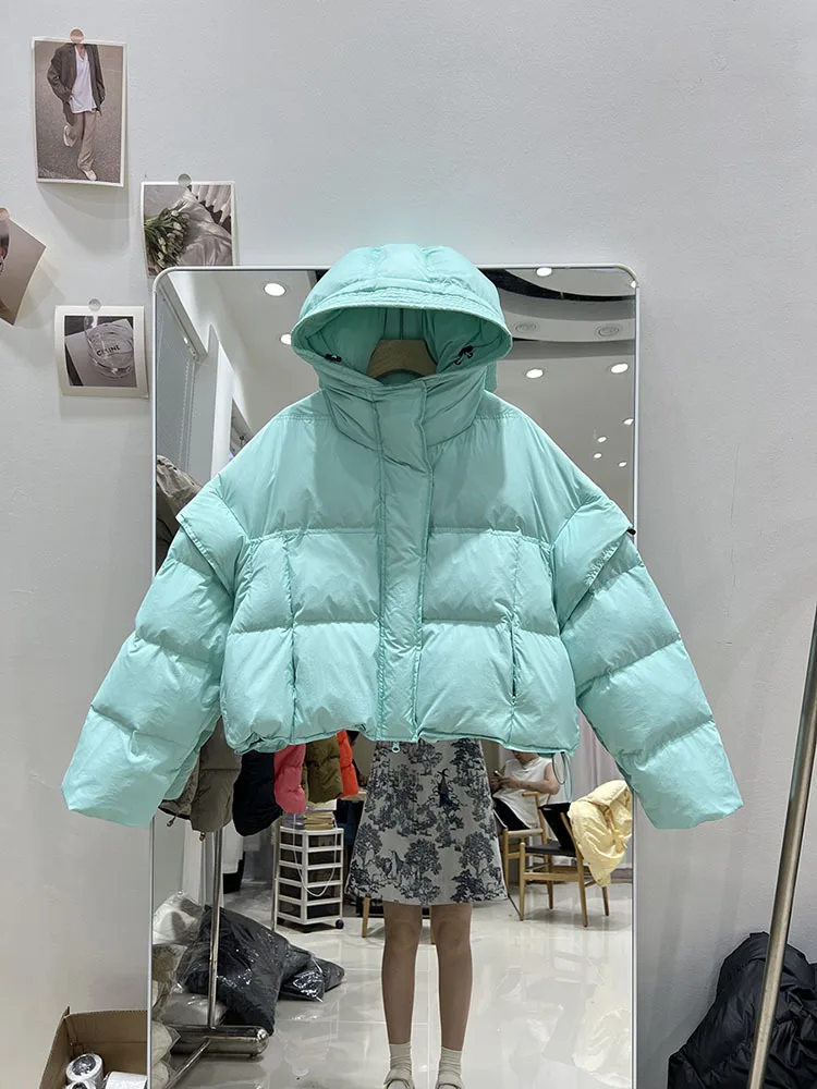 

Winter Puffer Jacket Women Hooded Pink Jackets Loose Casual Candy Color Coat Korean Fashion Puffer Outwear