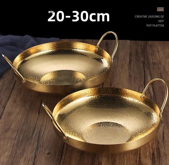 Deep Stainless Steel Golden gold Dry Bar small pot Household Hot Small Pot Alcohol Stove Upmarket Chafing Dish Stripe Hotpot