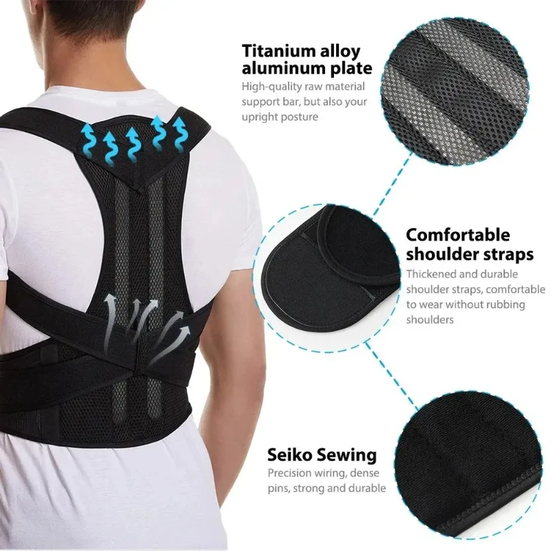 Reinforced Posture Corrector Vest, Adjustable Back Support Brace for Lumbar Spine, Shoulder Neck Stretcher Trainer for Men Women - view 3