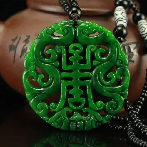 

Jade Dry Green Tielongsheng Jadeite Pendant Hollowed Out To Success Jade Brand Emerald