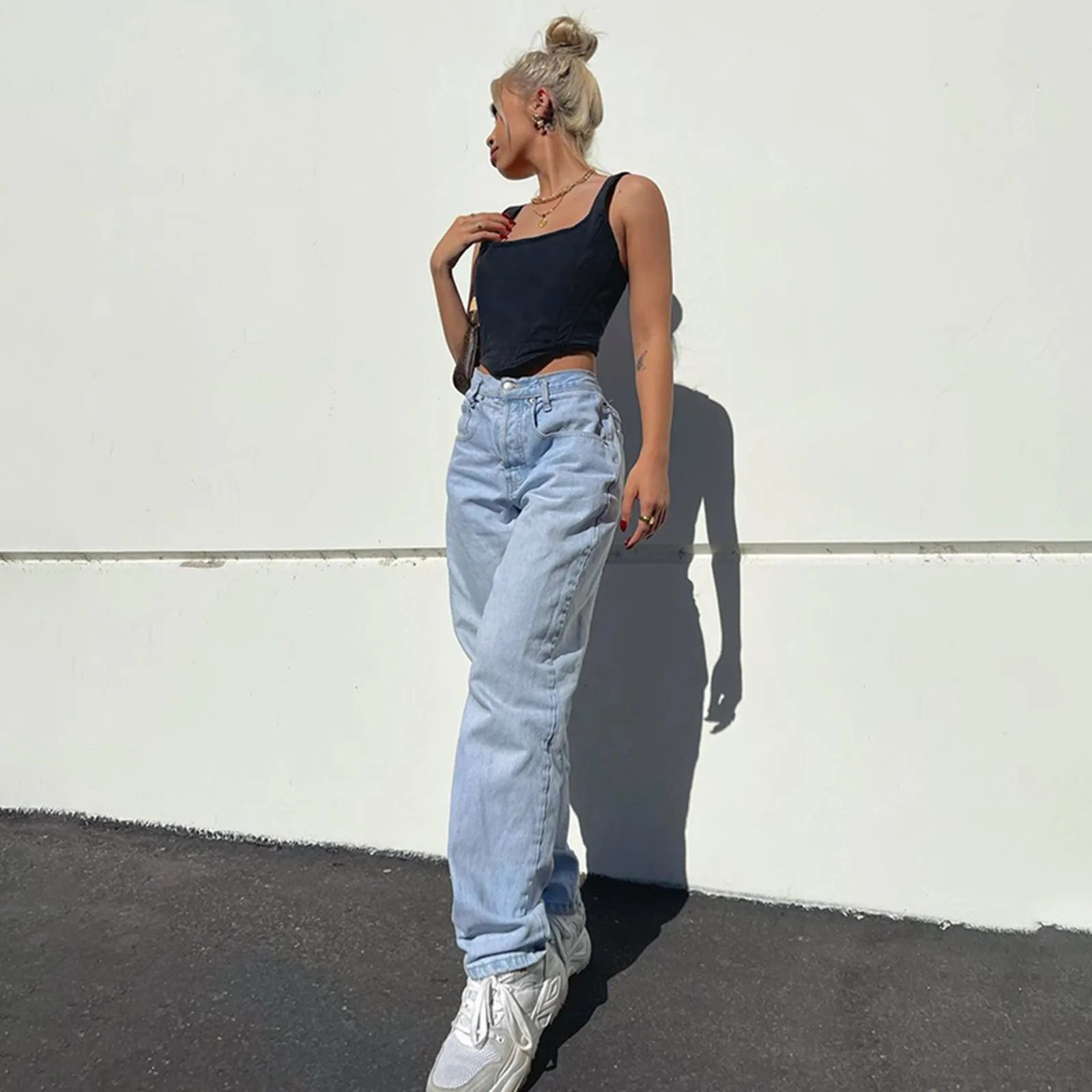 

Straight Leg Pants Denim Jeans Wide Leg Pants Elegant Women Butterfly Printed Casual Trousers Plus Size Loose Streetwear Summer