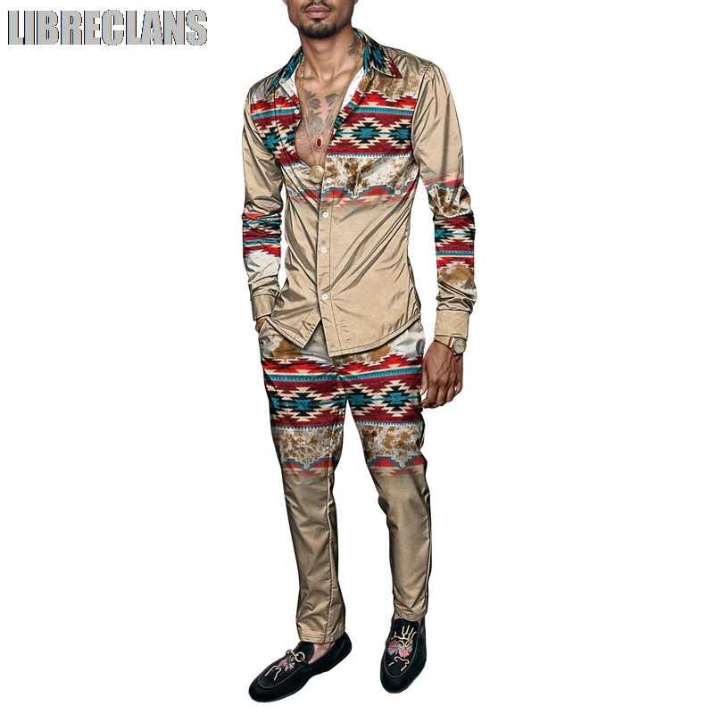 

Ретро весенне-зимний мужской комплект рубашек, новый стиль, модный простой костюм с длинными рукавами и принтом, офисные повседневные удобные комплекты для прогулок