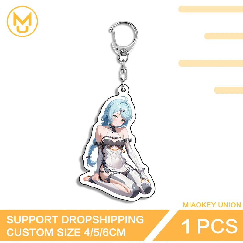 Seed Zenless Zone Zero Beautiful Waifu Kneel Sitting Double Sided Acrylic Keyring Glaring Transparent Multi Function Keyring