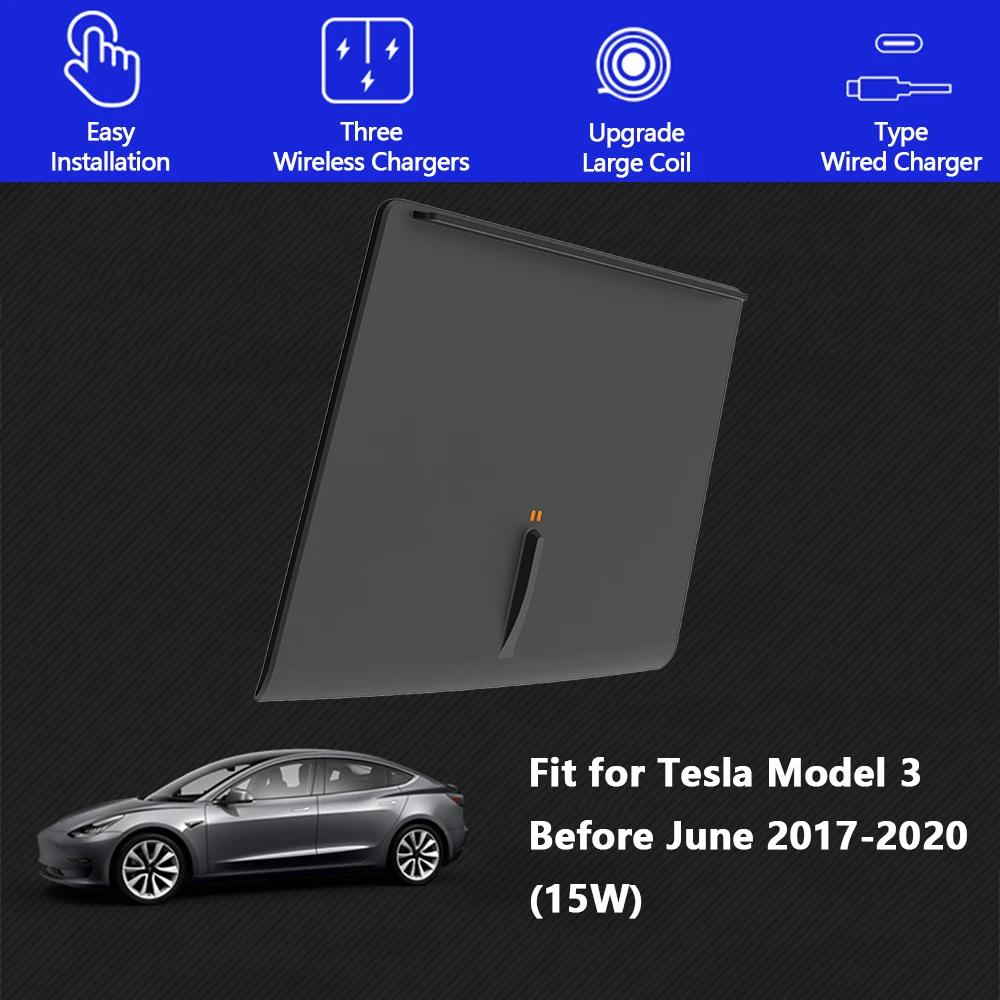 

15w 10w Charger Pad for Tesla Model 3 with Light Automobile Car Accessories Automotive Wireless Charging Pad