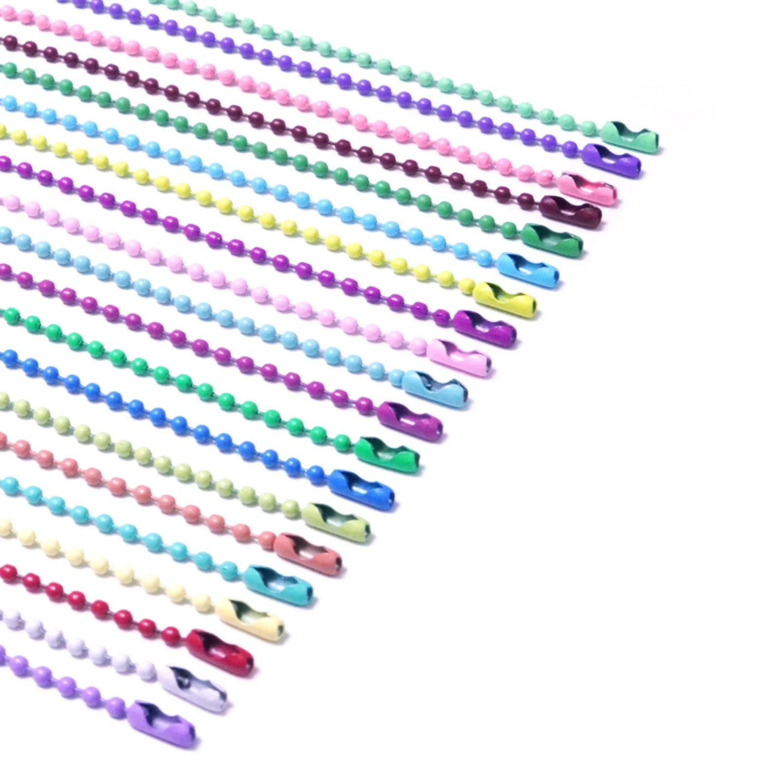 

100 various colors stainless steel bead chains, 4-inch bulk, 0.09 x 3.9 inches, silver jewelry chain connector buckle, keychain