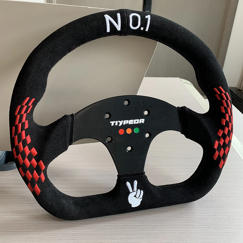 

33CM/13" Embroidery NO1 Racing PC SIM Suded Game Simulator Steering Wheel