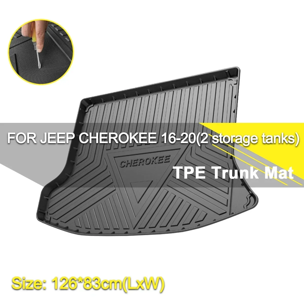 

Car Rear Trunk Cover Mat Waterproof Non-Slip Rubber TPE Cargo Liner Accessories For Jeep Cherokee 2016-2020 2 Storage Tanks