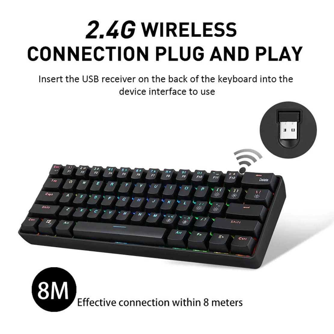 Yk600 mechanische tastatur 61 tasten rgb hintergrund beleuchtung 2,4g verdrahtet dual mode kompakte mechanische tastatur (russisch