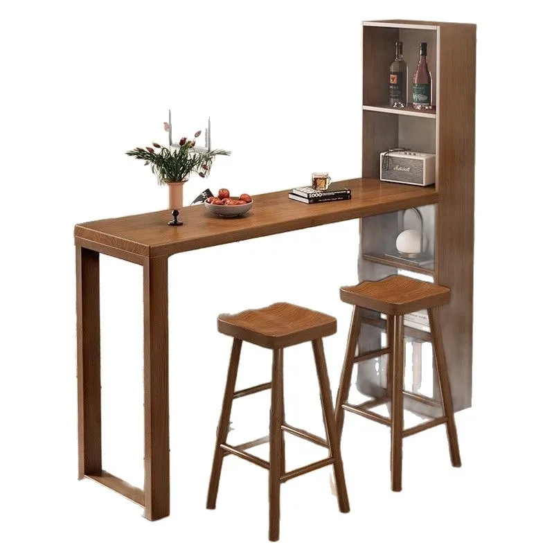 Nordic solid wood bar table partition household small apartment living room narrow table bar desktop kitchen wine cabinet