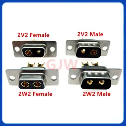 1PCS 2W2 2V2 30A 2 PIN Gold plated male female high current Connector D-SUB adapter solder type 2pin plug socket high power