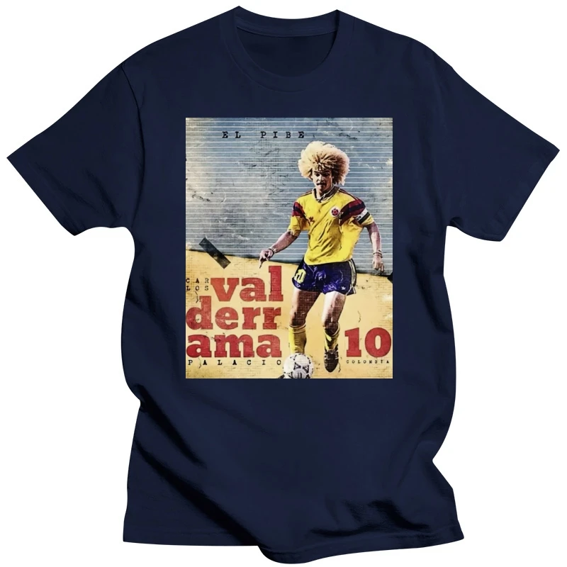 T-Shirt Maglia Carlos Valderrama Colombia Calcio Vintage Anni 80 1 S-M-L-Xl Superior Quality Tee Shirt