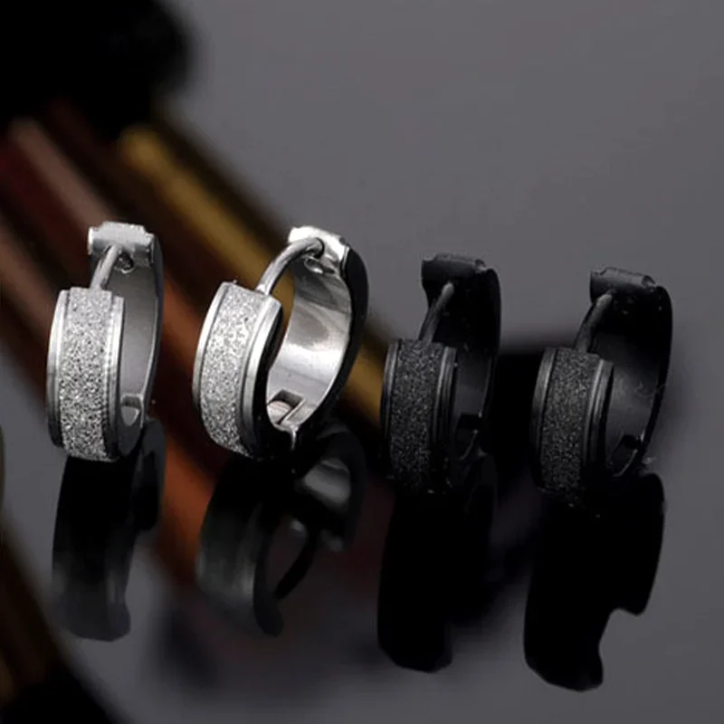 Huggie Hoop Earrings For Men Women Black Punk Stainless Steel Titanium Small Circle Round Gothic Fashion Piercing Jewelry Gifts