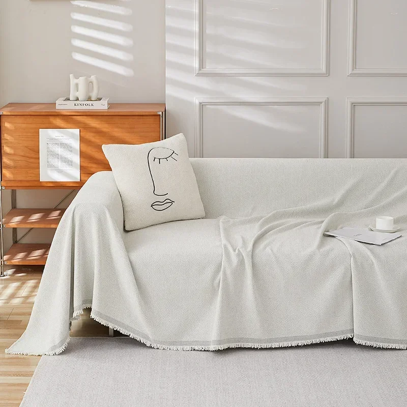 Thicken Chenille Beige Sofa Cover Sofa Blanket Simple Cushion Ins Wind Sand Hair Towel Fashion Lunch Blanket Sofa Towel