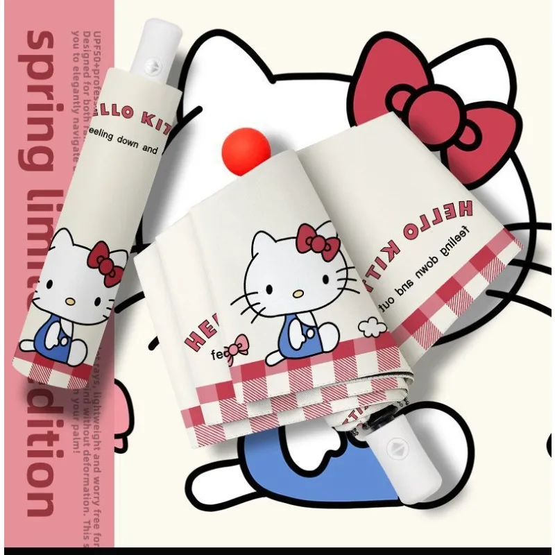 

Hello Kitty Auto Open Close Umbrella Cute Sanrio UV Protection Compact Folding Sun Rain Dual Use