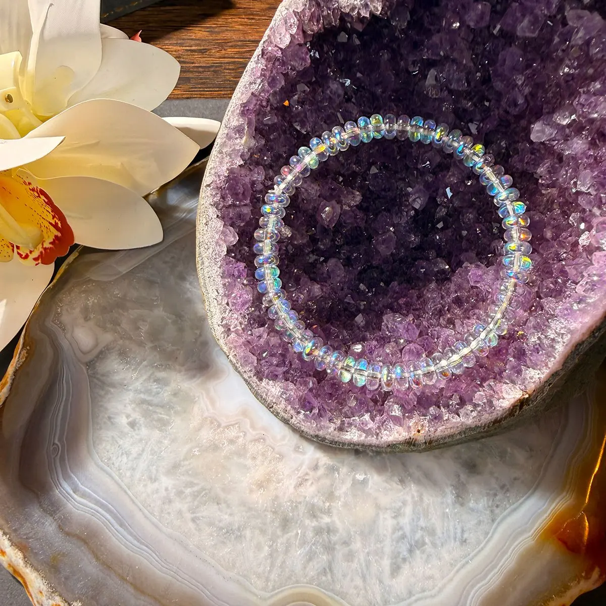 Menopause Natural Ethiopian Opal Bracelet, stretchable elastic cord jewelry, helps maintain emotional balance view 4