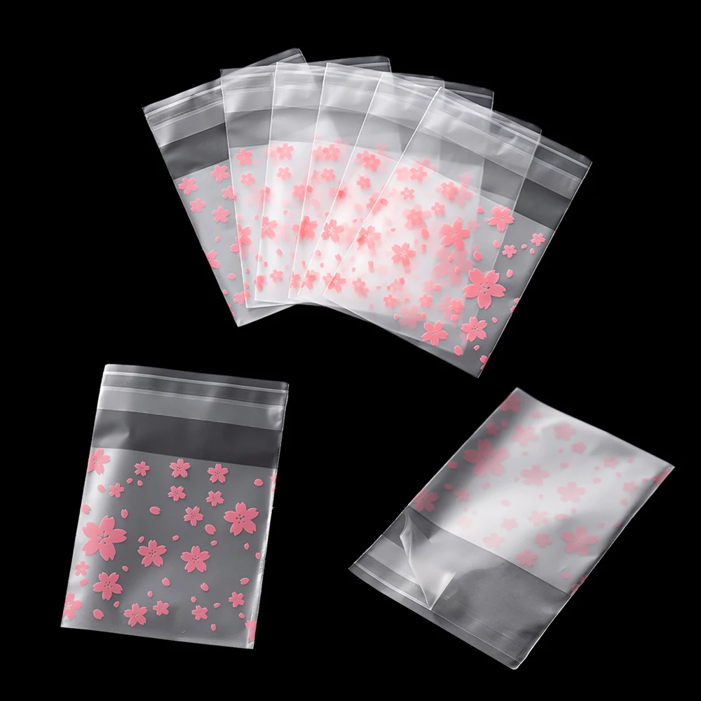 100pcs Clear Candy Cookies Packaging Self-adhesive Flower Bags Storage Gift Pouch Jewelry Supplies Small Businesses Accessories