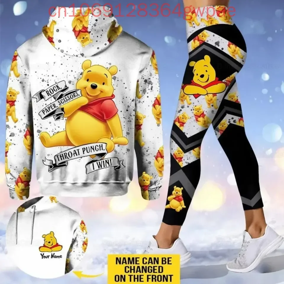 Disney-Ensemble pull à capuche et pantalon de yoga pour femme, sweat à capuche 3D, caleçon de yoga, vêtements de mode anime, nou