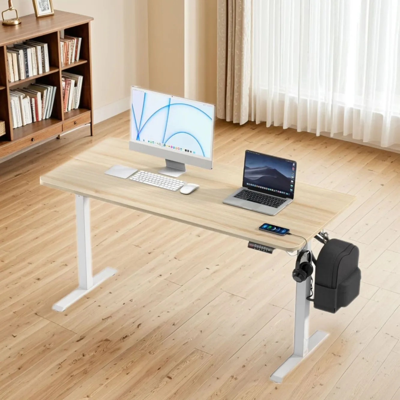 

Customizable Electric Lifting Solid Wood Smart Workbench OfficeComputer Desk Gaming Desk Home Writing Study Desk