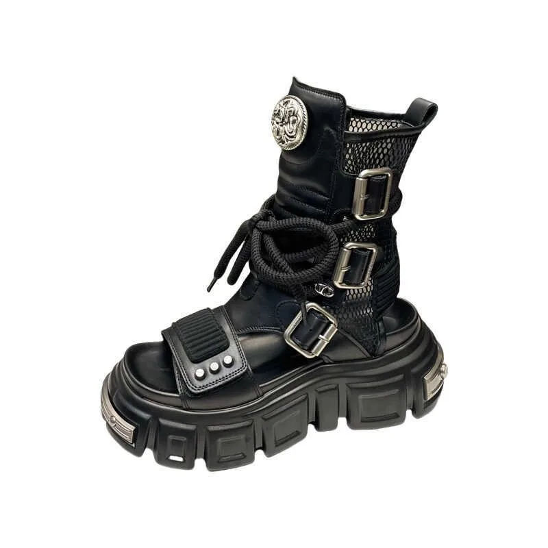 Women's Shoes Summer Boots Fashion Punk Style Breathable Platform Boots for Women Designer Shoes Hollow Out Short Boots Zapatos