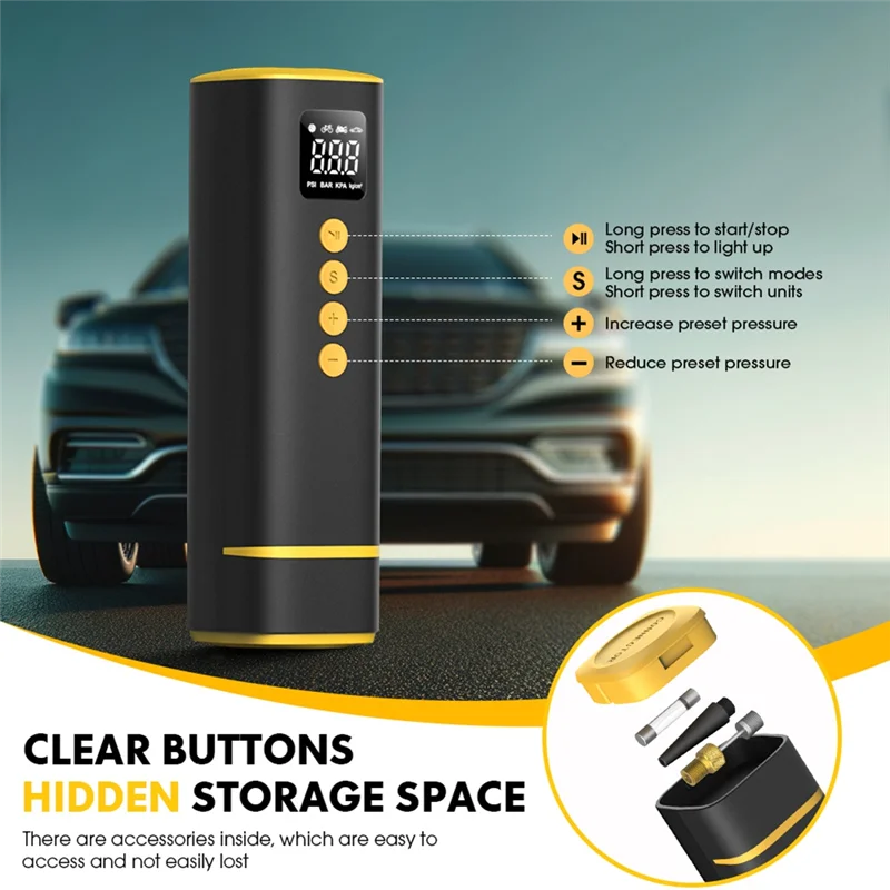 

Air Pump For Car Tire Mini Portable Air Compressor Wired Inflator For Car, Motorcycle, Bicycle With Extended Power Cord