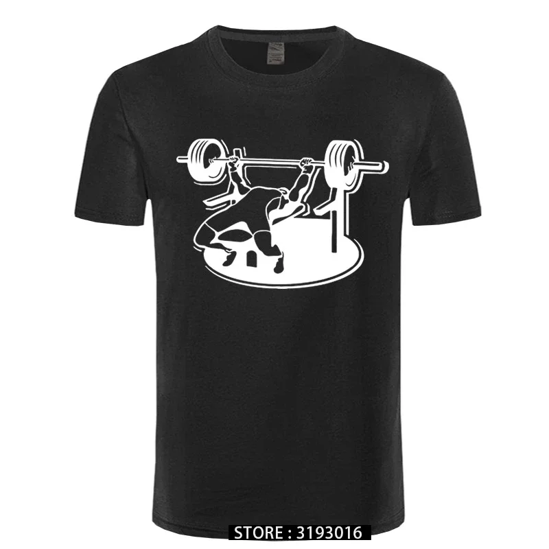 New Brand Mens T-Shirts Summer 100% cotton Short Sleeve T Shirts Bodybuilding Bench Press Barbell T shirt Plus Size