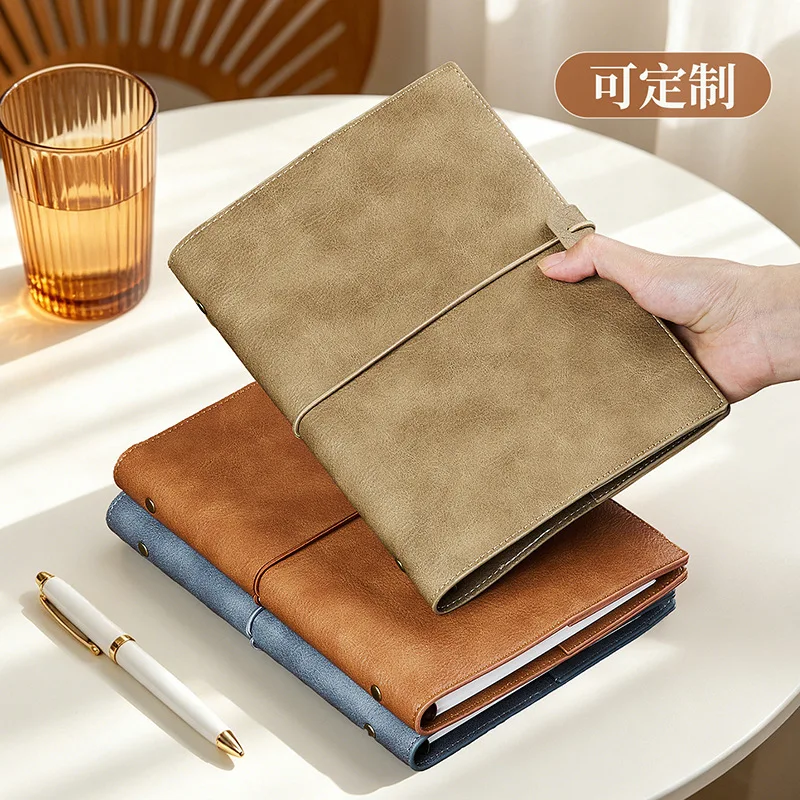 A5 Vintage Faux Leather Refillable Journal - A6Travel Ring Binder Notebook A6 Retro Soft Leather Refillable Notebook - view 2