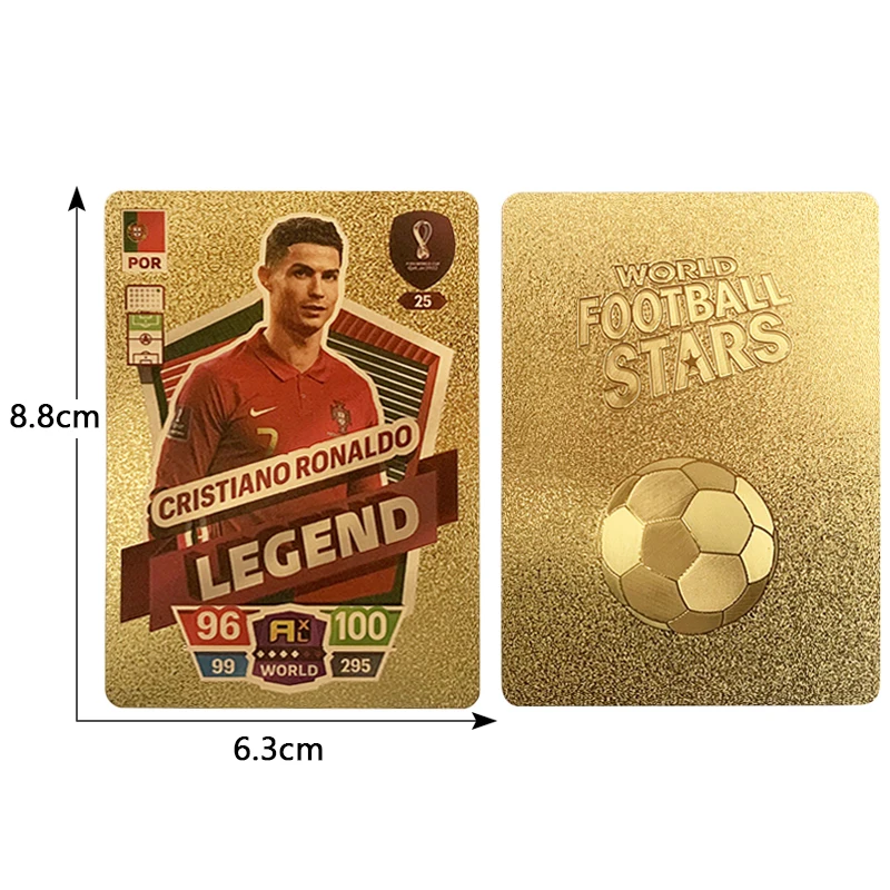 Tarjetas doradas de estrellas del fútbol, tarjetas de edición limitada de 27/55 piezas, Material plástico, juguetes de jugador de fútbol, paquete de