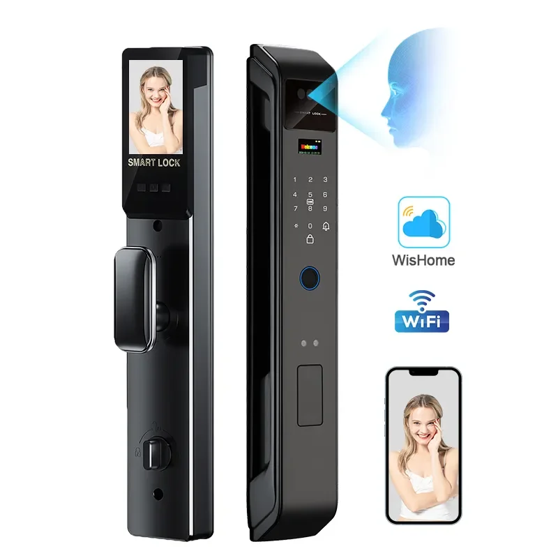 

Enrique Wishome 3D Face Fingerprint Recognition WiFi Smart Door Lock Camera Cerradura Inteligente For Aluminum Door Memory Card