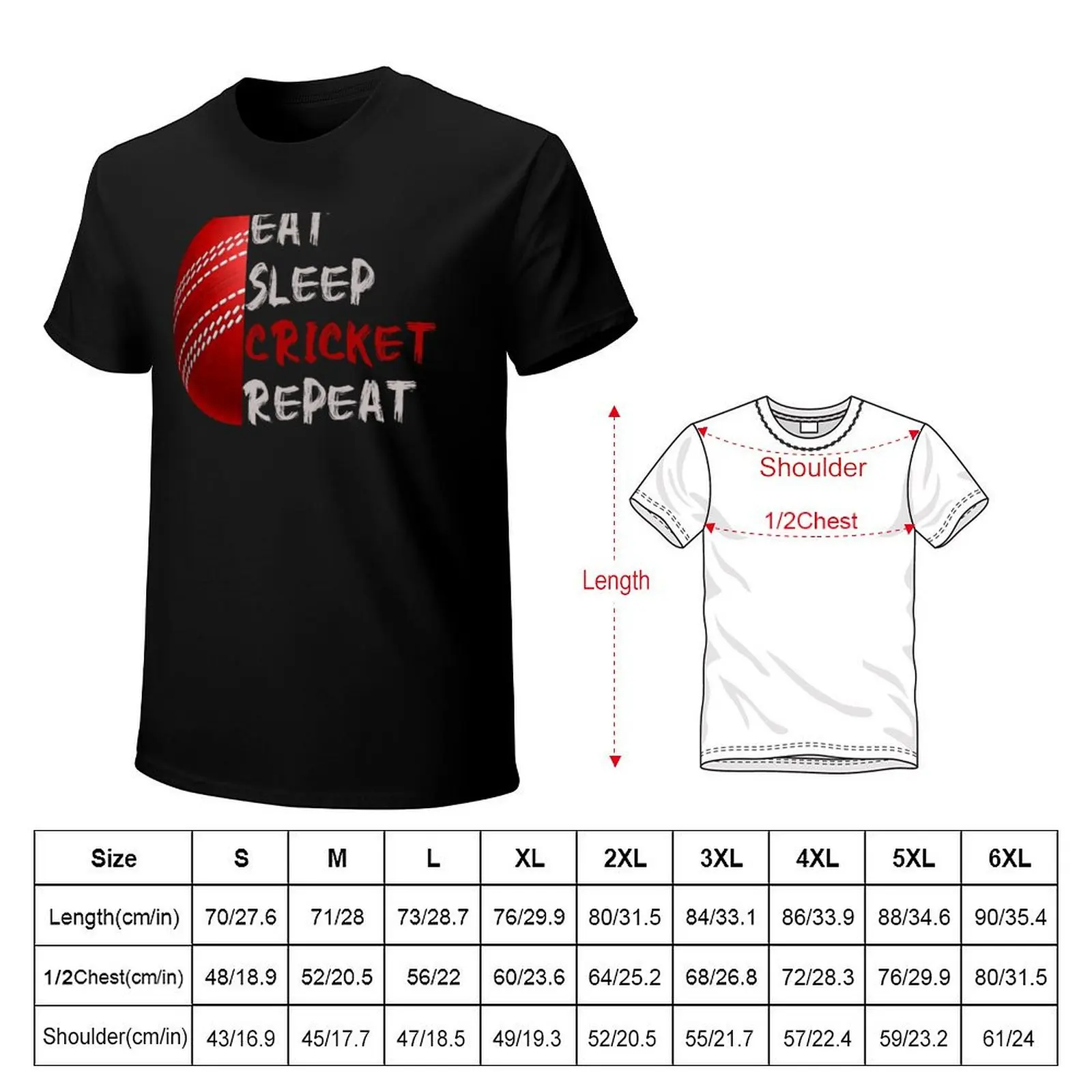 Eat Sleep Cricket Repeat T-Shirt Casual Fashion Print Tee Top