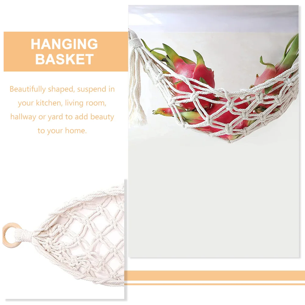 

1 Set Of Woven Vegetable Fruit Basket Cotton Rope Hanging Storage Basket For Kitchen Cabinet Under Counter Space Saver Organizer