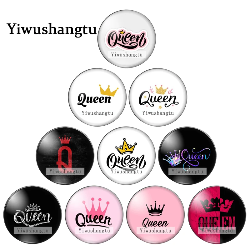 Fashion Queen Crown Art Paintings 12mm/18mm/20mm/25mm Round photo glass cabochon demo flat back Making findings