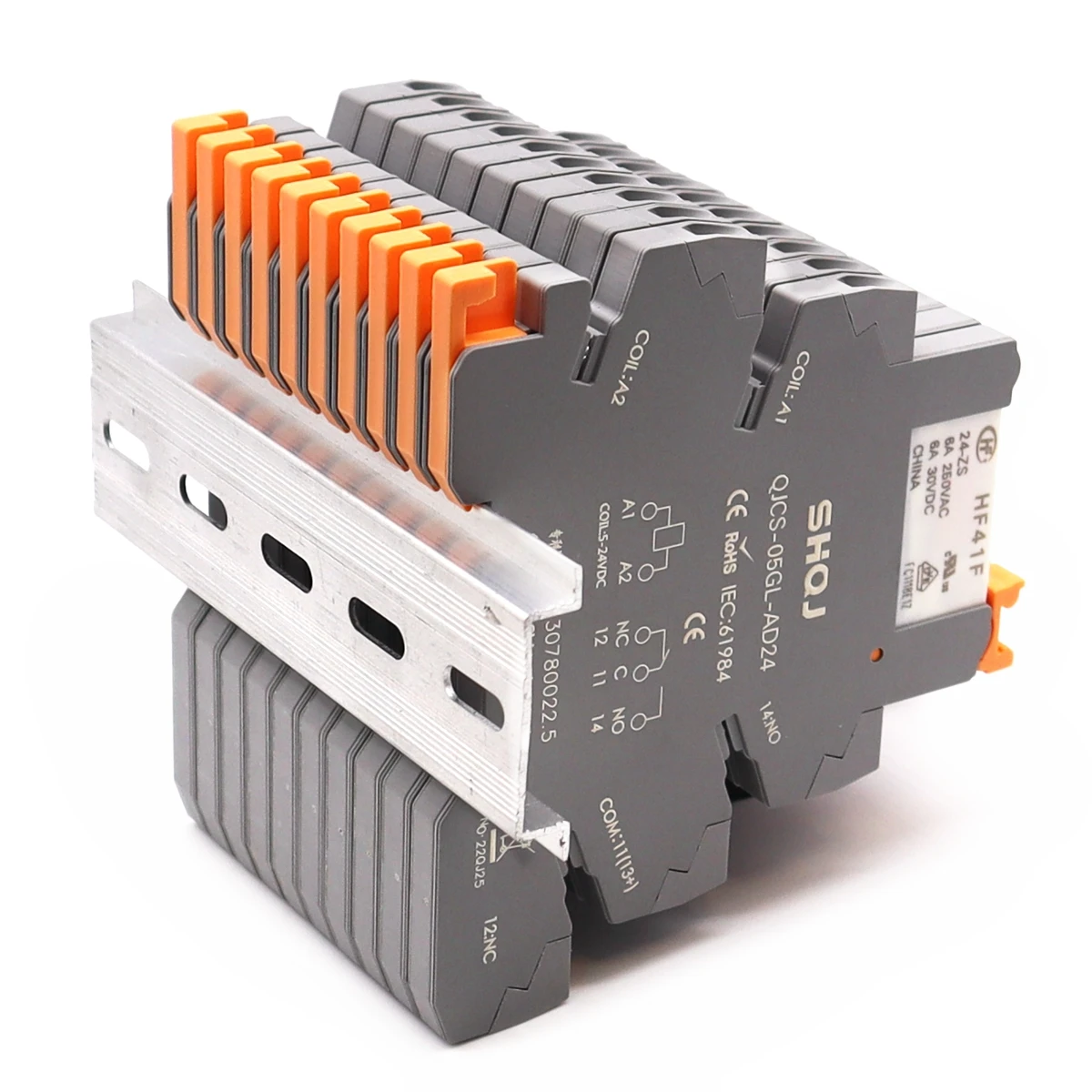 10PCS SHQJ 41F-1Z-C4-1 HF41F 24-ZS 12-ZS 5-ZS 24V 12V 5V SPDT 1CO 6A Push in terminal Ultra slim Relay Module QJCS-05GL-AD24