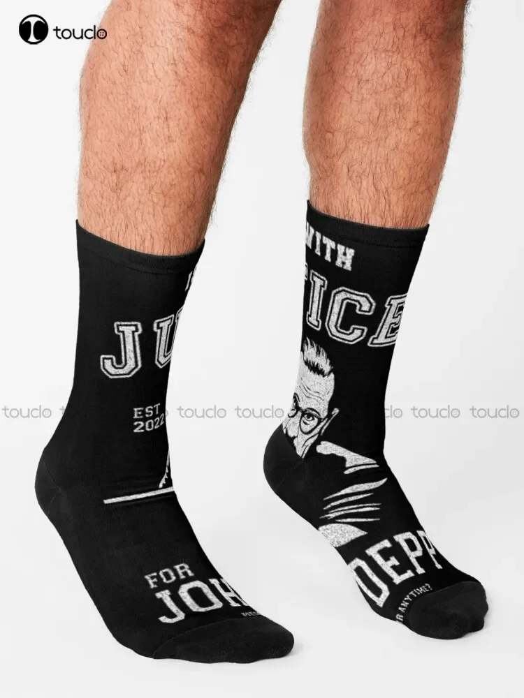 Justice For Johnny - Johnny Depp Socks White Soccer Socks Youth Personalized Custom Unisex Adult Teen Youth Socks New Popular