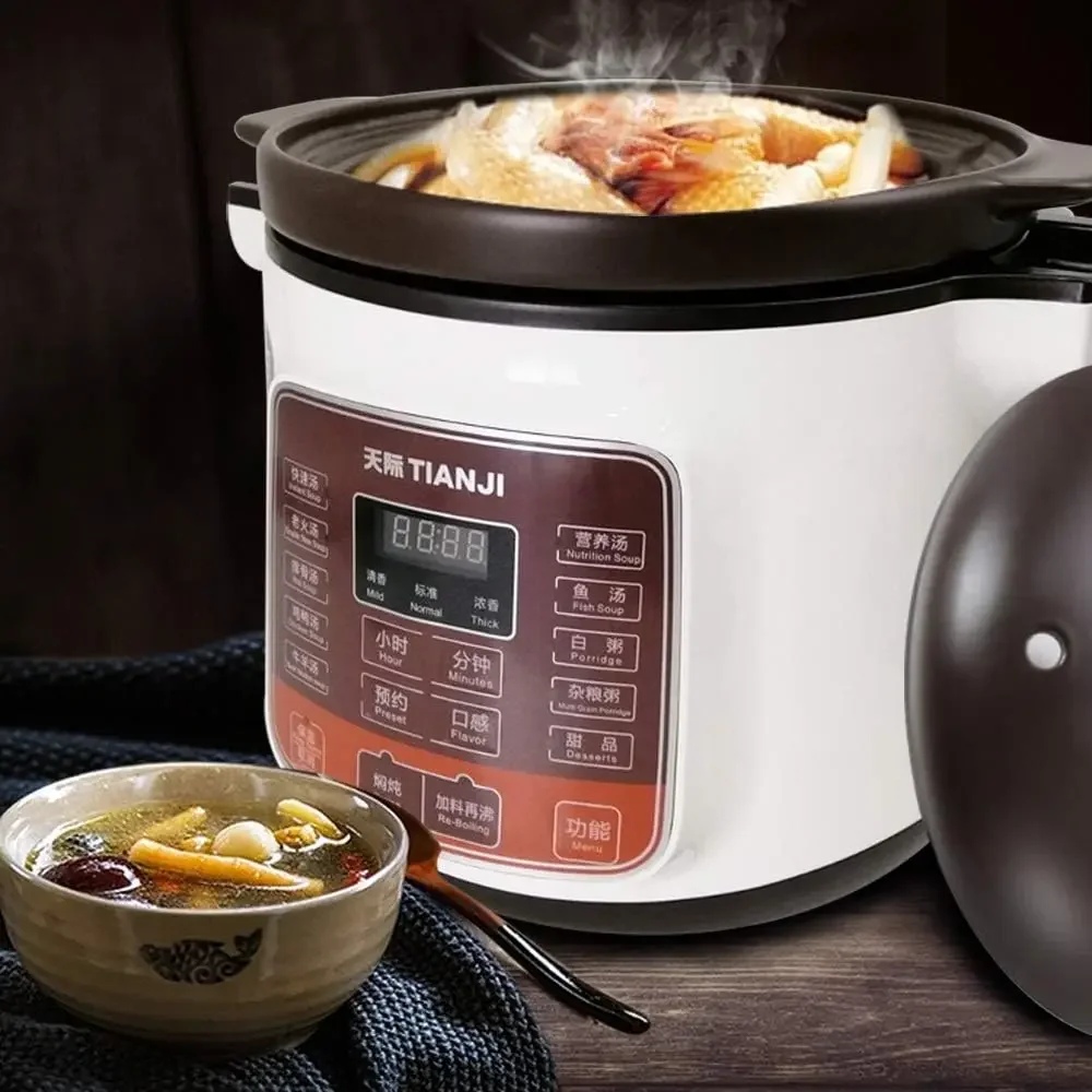 TIANJI DGD40-40LD Electric Stew Pot, 4L Full-automatic Slow Cooker, Ceramic Inner Pot, 120V, 600W,3~6 people