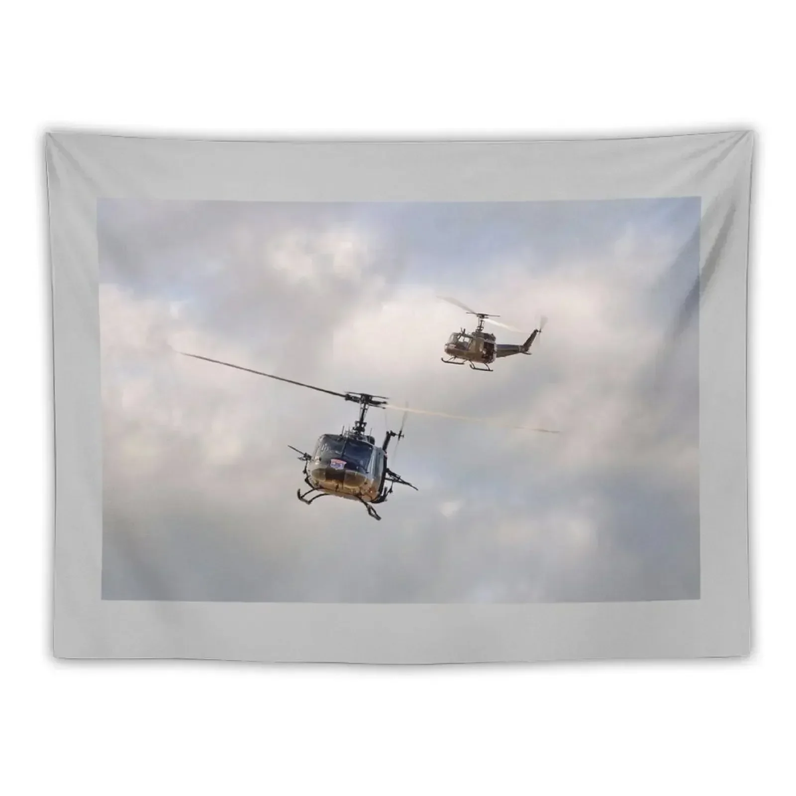 Bell UH-1 Iroquois Helicopters - (A Pair of Hueys) Tapestry Aesthetics For Room Decorative Wall Mural Tapestry