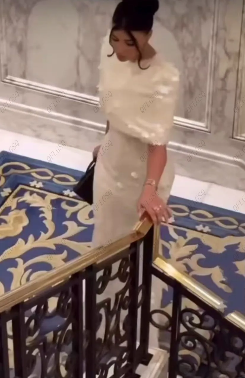 Oszałamiające suknie balowe z cekinami, z rękawami, do ziemi, eleganckie sukienki damskie w stylu Dubai, białe sukienki wieczorowe z cekinami szyte na miarę.